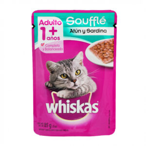 Comida para gatos adultos soufflé de atún y sardina Whiskas (85 g / 2. 99 oz)