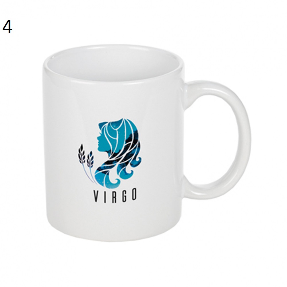 Taza - jarra - de cerámica color blanco con símbolo del zodiaco