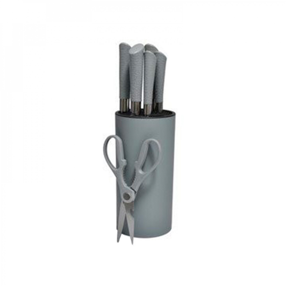 Juego de cuchillo color Gris y Rosado para cocina Epicure (7 pz)
