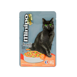 Comida salmón a la plancha para gatos adultos Minino Plus (85 g / 2. 99 oz)