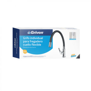 Grifo – llave – pila individual cuello de ganso flexible negro para fregadero.