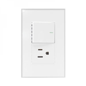 Interruptor sencillo con tomacorriente – enchufe – blanco con tapa 125 v 10 a.