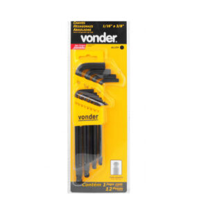Juego de 12 llaves hexagonales allen redondeadas de 1/16" a 3/8" Vonder