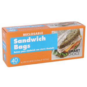 Bolsa plástica para sándwich con cierre dentado Smart Choice (40 u)