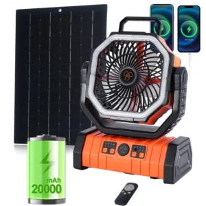 Ventilador Recargable Modelo F6 20 000 mAh + Panel solar