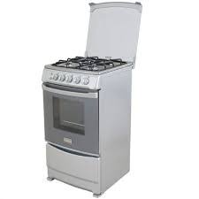 Cocina de gas y horno de 20" 4 quemadores plateada