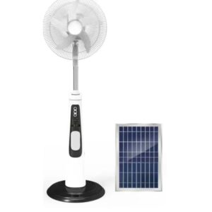 VENTILADOR RECARGABLE CON PANEL SOLAR 16″ y 18″