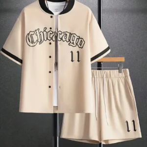 Conjunto de camiseta de béisbol y pantalones cortos con cordón