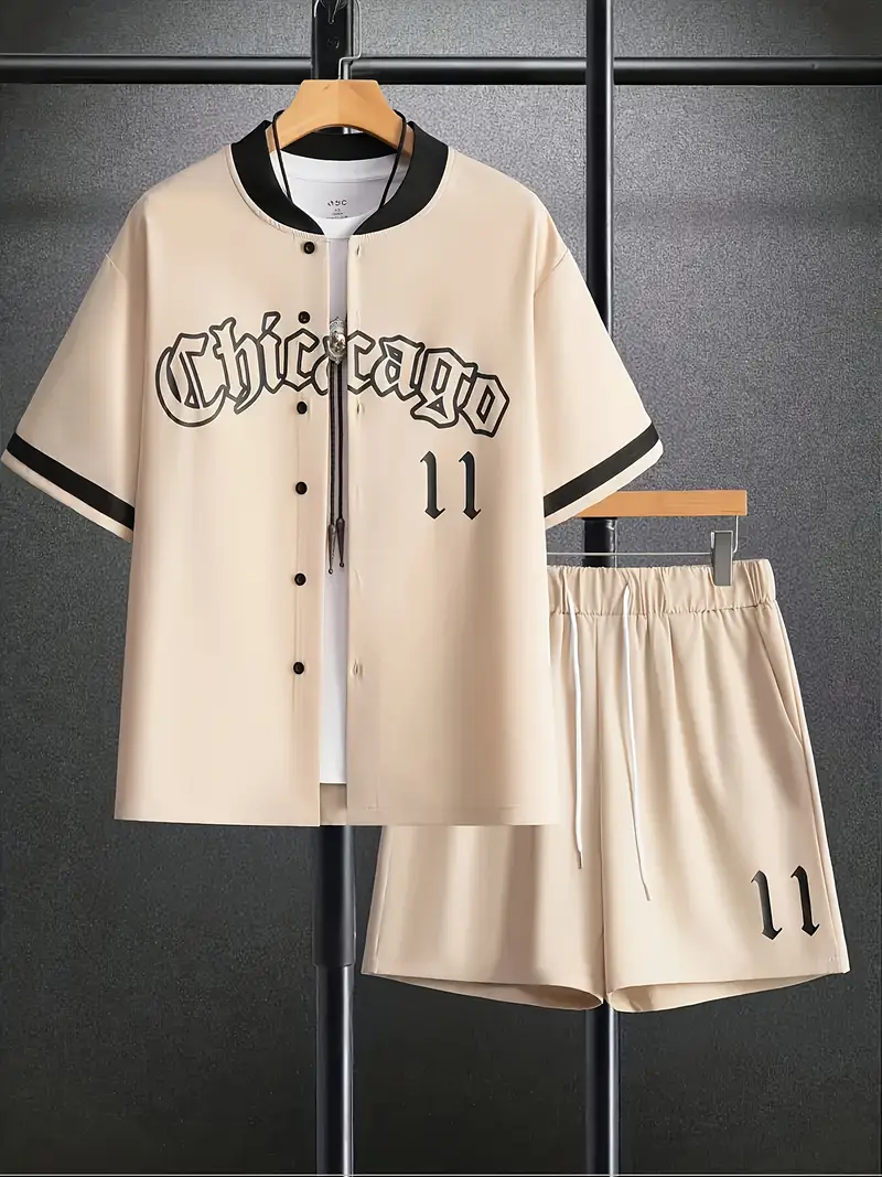 Conjunto de camiseta de béisbol y pantalones cortos con cordón