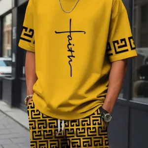 Conjunto de pantalones cortos de manga corta para hombre Faith