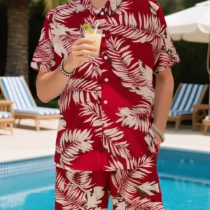 Conjunto de Camisa y Shorts con Estampado Tropical