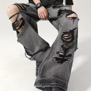 Pantalones vaqueros sueltos Y2k rotos para hombres Góticos