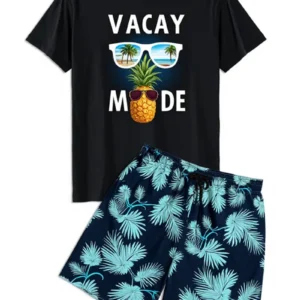 Conjunto de dos piezas para hombre con estampado de piña