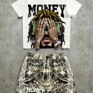 Conjunto de Camiseta con Estampado Dreadlock y Pantalones Cortos
