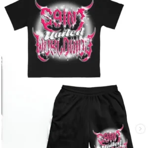 Conjunto de camiseta gráfica Y2K para hombre y pantalones cortos