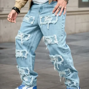 Nuevos vaqueros desgastados y rasgados para hombre