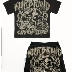 Conjunto de camiseta gráfica Y2K para hombre y pantalones cortos