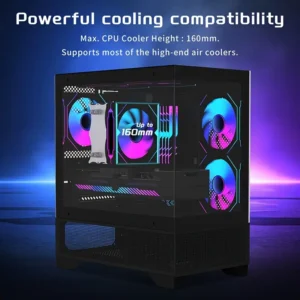 Gabinete de Juego MATX-SLIM ITX con 3 Ventiladores ARGB de 120mm, Vidrio Templado de Vista Completa