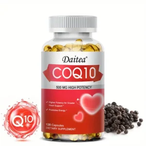 Suplemento de Alta Potencia de COQ10 de 500mg con Resverátrulo de 50mg para la Salud del Corazón  120 Cápsulas Blandas