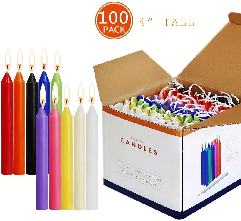 Velas de Colores 4 Pulgadas, 10 Tonos, Sin Goteo De Cera. Perfectas Para Reuniones Familiares