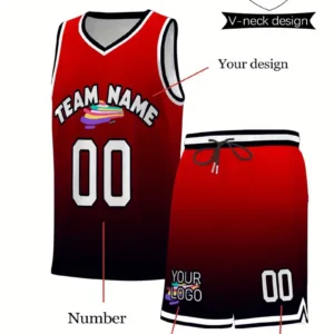 Conjunto de baloncesto personalizado, camiseta con cuello en V y pantalones cortos