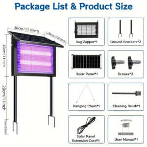 Matamoscas Solar Doméstico, IP56, Impermeable, Duradero con Batería de Larga Duración 4500V