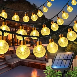 Guirnalda de luces solares colgantes con 98 LED en forma de bola de cristal  12 Metros