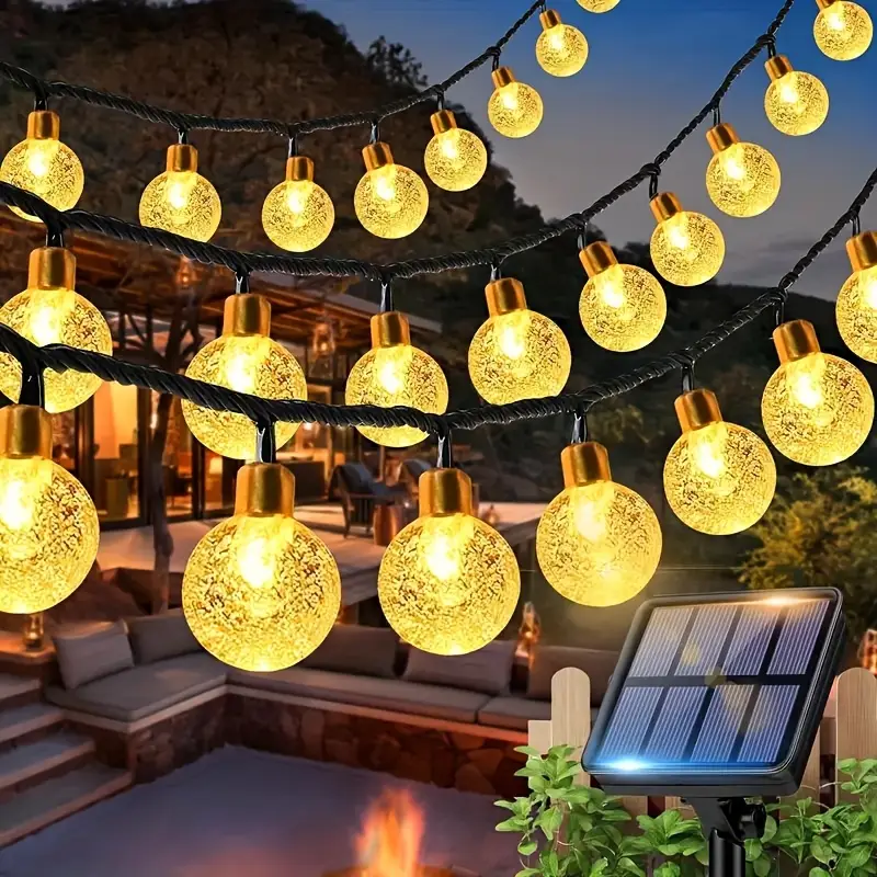 Guirnalda de luces solares colgantes con 98 LED en forma de bola de cristal 12 Metros