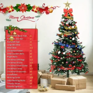 Árbol de Navidad Artificial de 5 pies/150 cm con Luces y Adornos