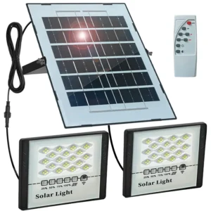 Luces de Seguridad Solares de Doble Lámpara para Exteriores con Control Remoto
