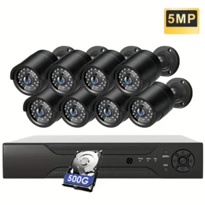 Sistema de Cámaras de Seguridad AHD 3K Lite con Detección Humana IA, 8CH DVR y 8 Cámaras CCTV Cableadas de 5MP