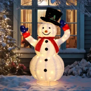 Decoración Navideña de Muñeco de Nieve Extra Grande 4 Pies Autosoportante para Exterior
