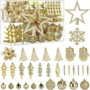 Conjunto de 80 piezas de adornos navideños dorados  y rojos SHARECONN