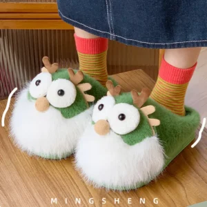 Pantuflas Navideñas de Mujer con Cara de Pollo