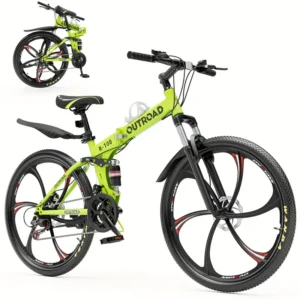 OUTRAID Bicicleta de Montaña Plegable de 26" - Elegante  Suspensión Completa de 21 Velocidades