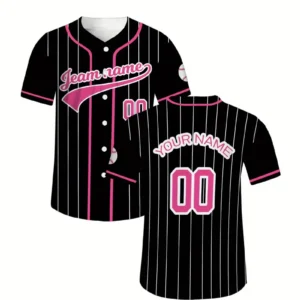 Camiseta de béisbol personalizada para hombres con rayas, nombre y número a medida