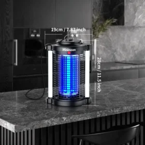 Matamoscas Portátil Lámpara para Mosquitos y Insectos Efectivo 4200V Enchufable Para Hogar, Patio, Oficina o Jardín (Doble LED)