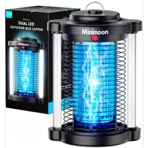 Matamoscas Portátil Lámpara para Mosquitos y Insectos Efectivo 4200V Enchufable Para Hogar, Patio, Oficina o Jardín (Doble LED)