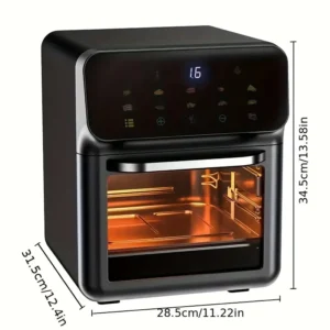 Freidora de Aire de Gran Capacidad 10 Litros, Horno Asador, 1350W,