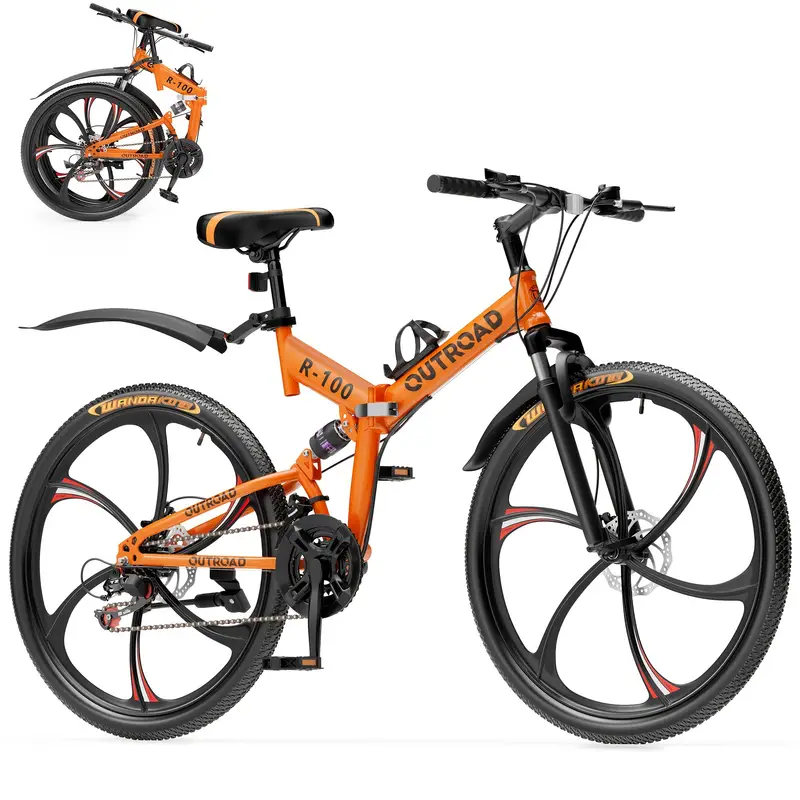SOLAURA Bicicleta de Montaña Plegable para Adultos 26 Pulgadas con 21 Velocidades
