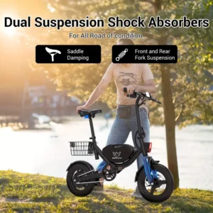 Bicicleta eléctrica plegable de  adultos y adolescentes Capacidad de 330LBS, alta velocidad de 22MPH 500W