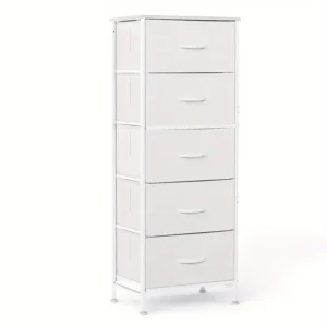 Tocador de 5 Cajones con Contenedores de Tela y Estructura Robusta de Acero