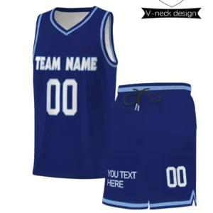 Conjunto de camiseta y pantalones de baloncesto personalizados con cuello en V