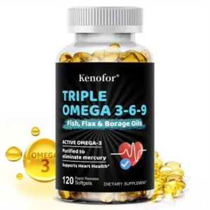 Suplementos de Omega 3, 6, 9 Triple, 120 cápsulas suaves, dosis de 60 días.