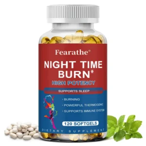 Quema nocturna, fórmula de alta potencia - Habas blancas, cafeína, L-teanina HCl - 120 cápsulas blandas