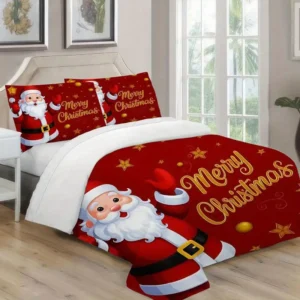 3 Piezas Funda Nórdica y Fundas de Almohada Navideñas Santa Claus