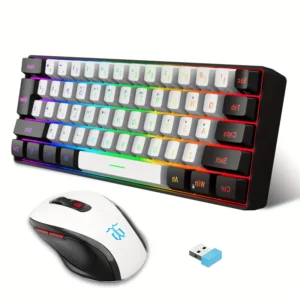 Teclado inalámbrico para juegos Snpurdiri 60% con luz RGB y combinación de mouse inalámbrico 2.4G