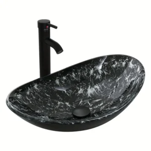 Fregadero de vidrio artístico para baño con grifo y conjunto de desagüe pop-up