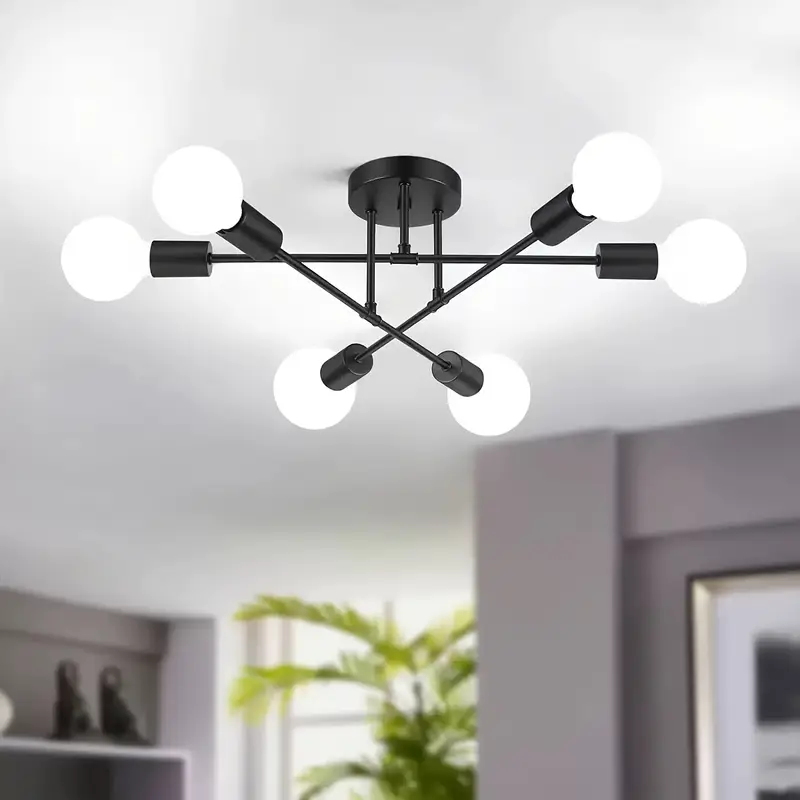 Lámpara de Techo Sputnik Moderna de 6 Luces, Lámpara de Techo Industrial de 22 Pulgadas