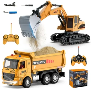 Juego de excavadora y camión volquete con control remoto